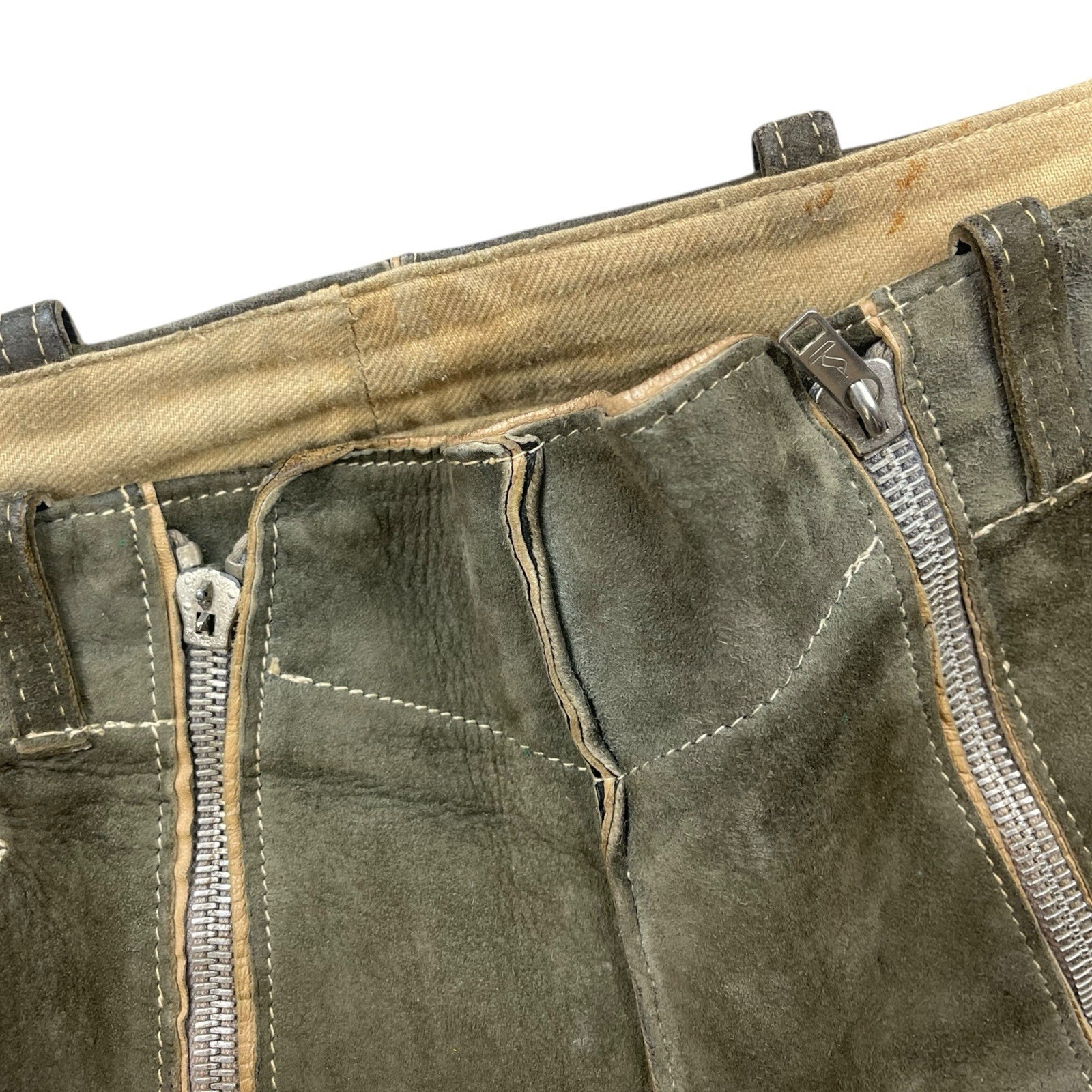 Short leather trousers size M cotton 45 cm vintage double zip old 70s?