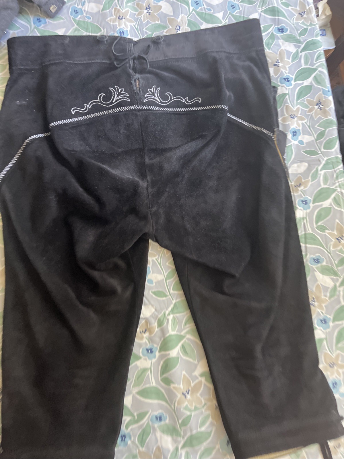 Beckert Modell Embroidered Suede Lederhosen Sz 36 Waist With Suspenders