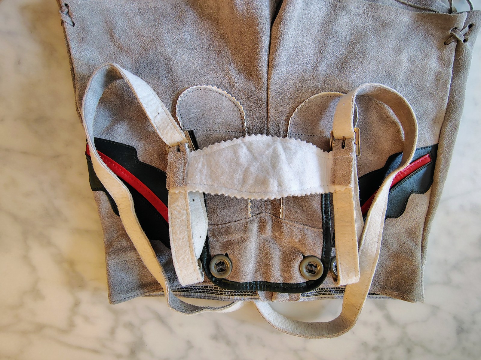 Worn Once Gray Suede Leather Lederhosen German Style Boy Child Sz 116