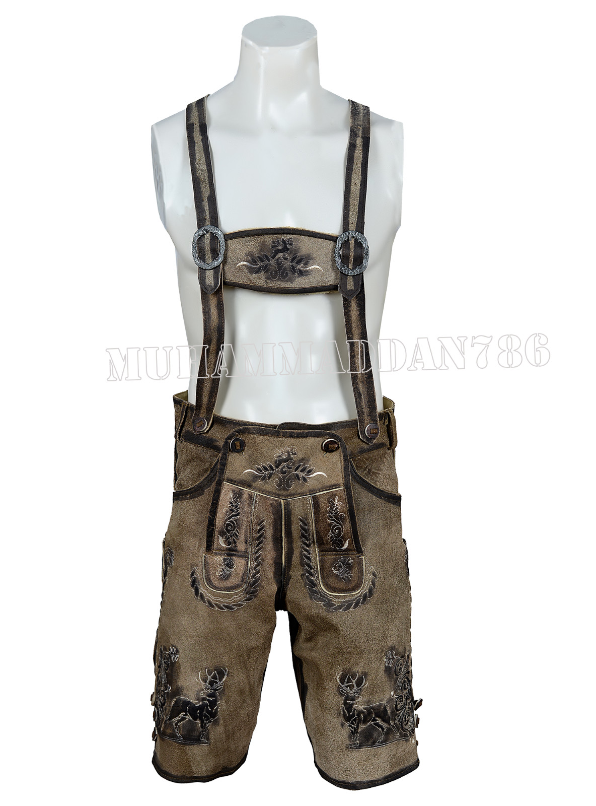 Men Oktoberfest Lederhosen Shorts Handmade Bavarian Bundhosen hosen for sale