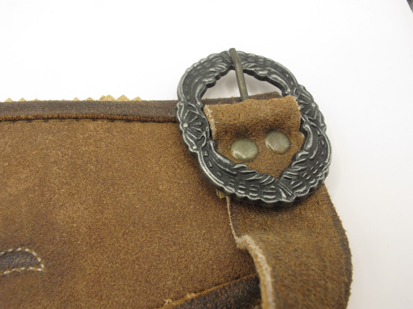 Vintage German Lederhosen Suspenders Embroidered Suede Trachten Oktoberfest
