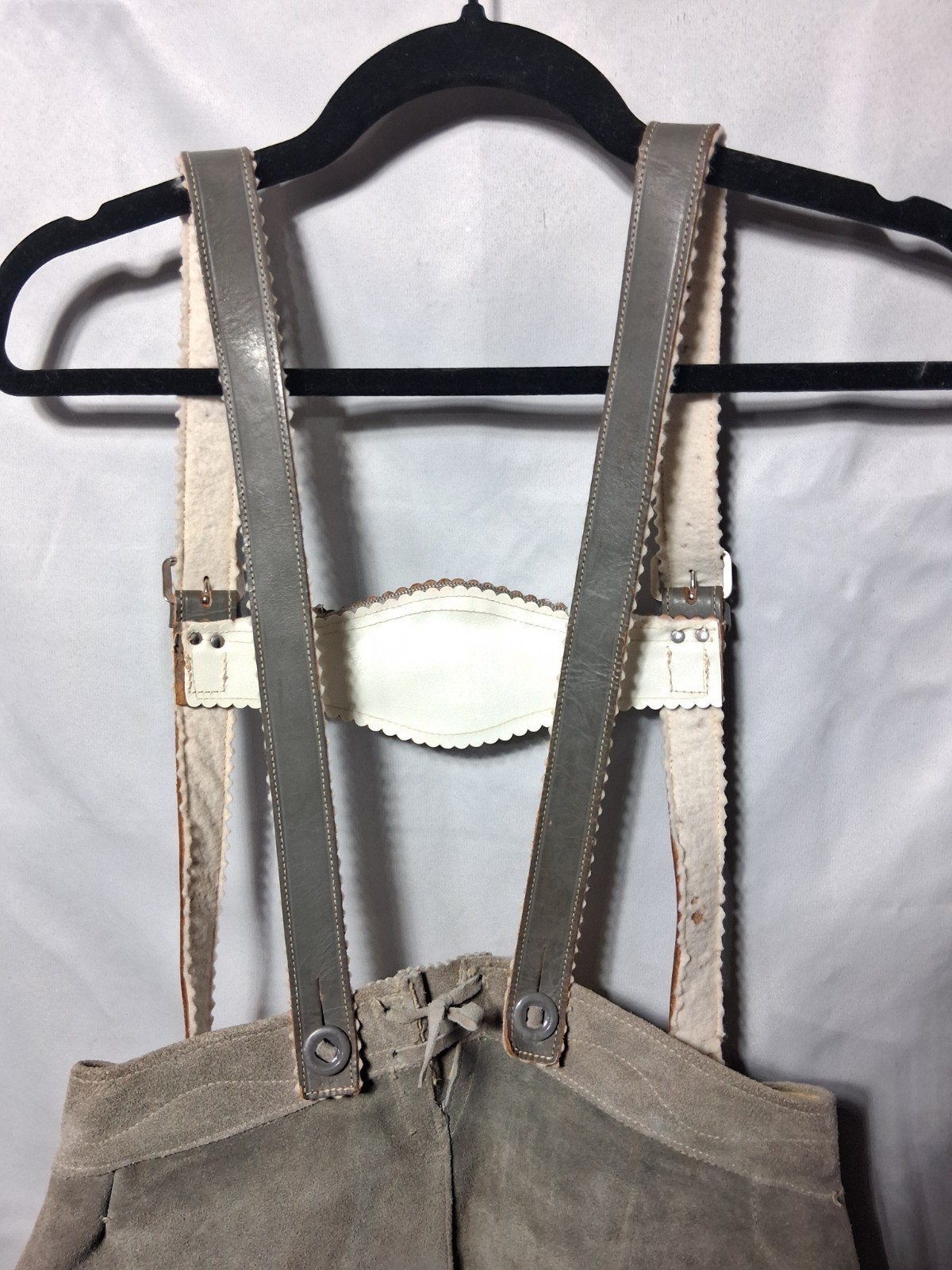 Vintage Haelson Suede Leather Lederhosen Shorts, EU 40 Waist Suspenders & Hat