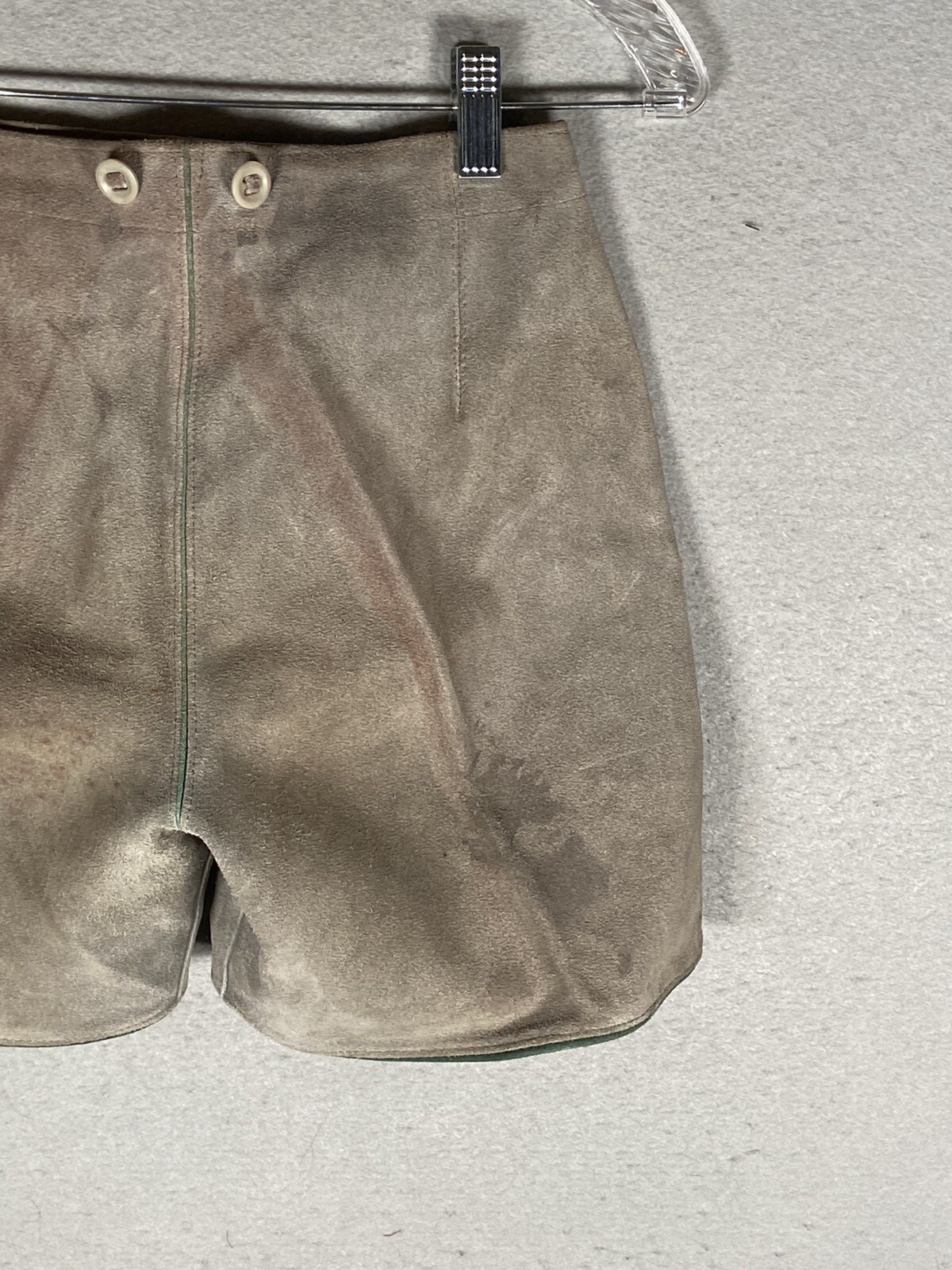 Vintage Bergfreund Lederhosen Gray Hearts Suede Leather Oktoberfest