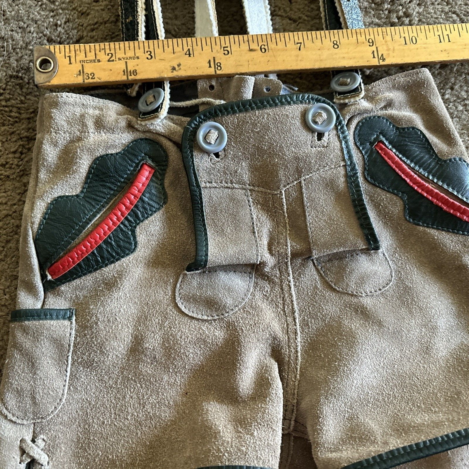 VTG German Lederhosen Child Shorts Suspender authentic Suede Leather Oktoberfest