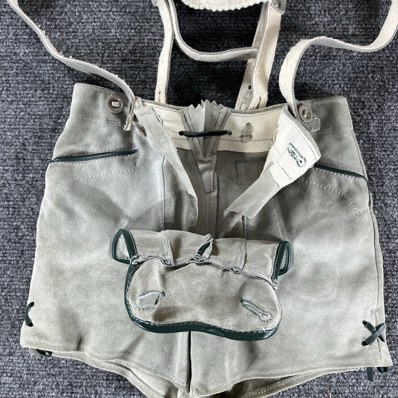 Vintage Bavarian Lederhosen Leather Suede Pants Trachten Shirt Child Boy Toddler