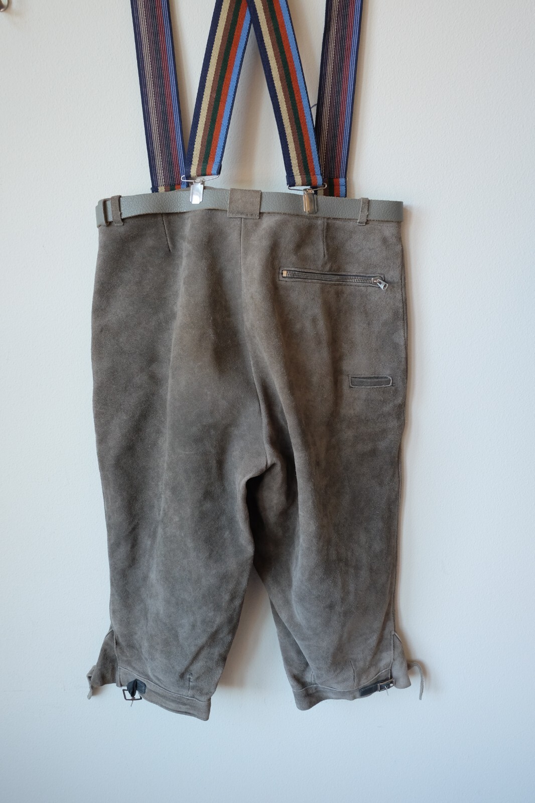 VINTAGE Lederhosen Oktoberfest 32″ Waist Leather Shorts Pants Suspenders German