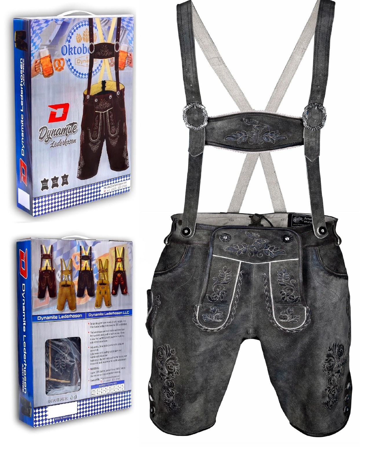 New Handmade Oktoberfest Bavarian Costume with Suspenders: Men’s Real Leather