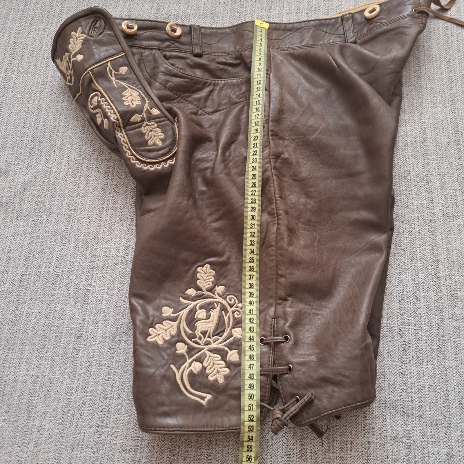MarJo Lederhosen Men’s L / 52 Genuine Leather Trachten Oktoberfest Embroidered