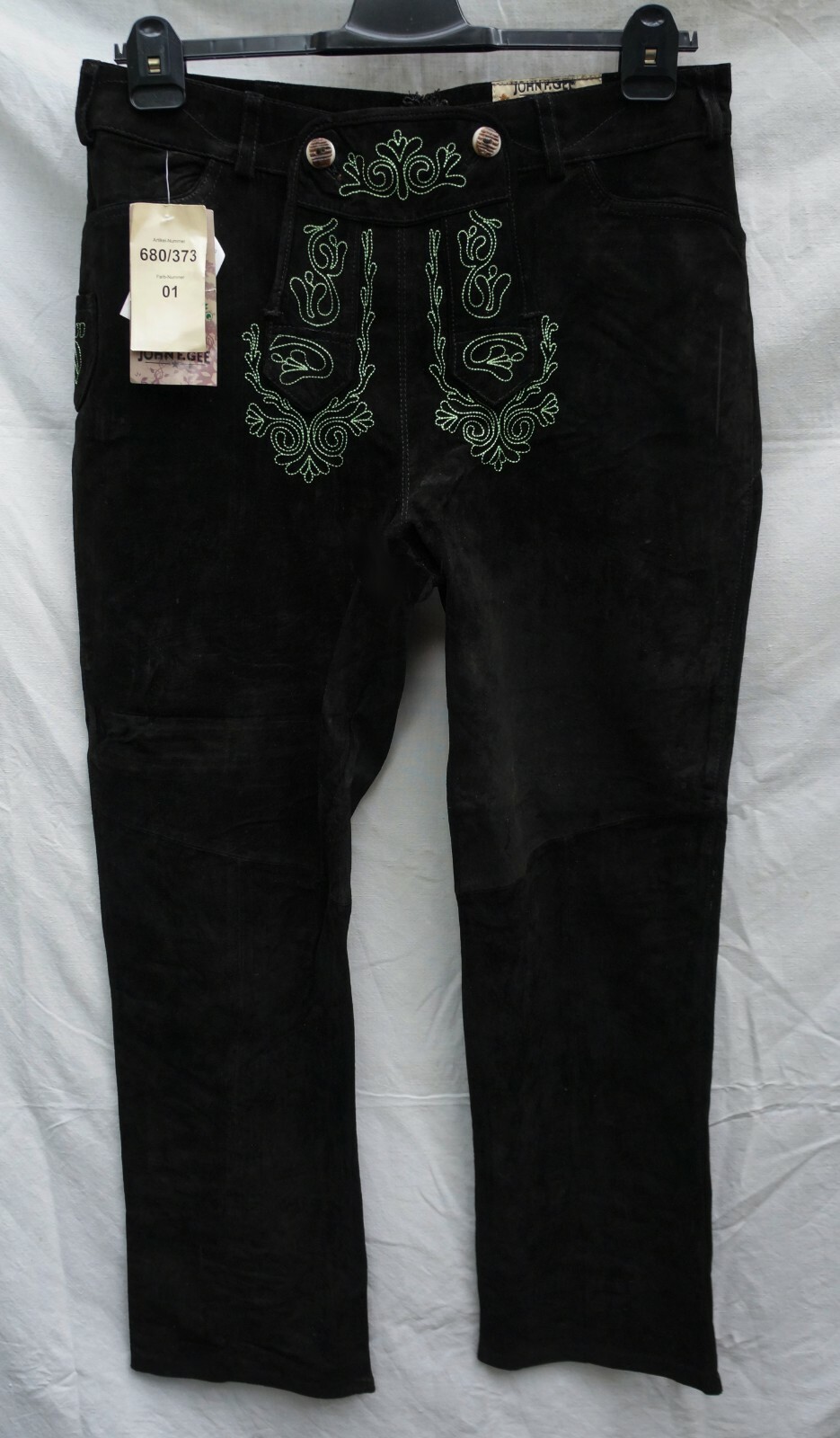 Lederhosen costume pants black 70 embroidery John F.Gee NP140€