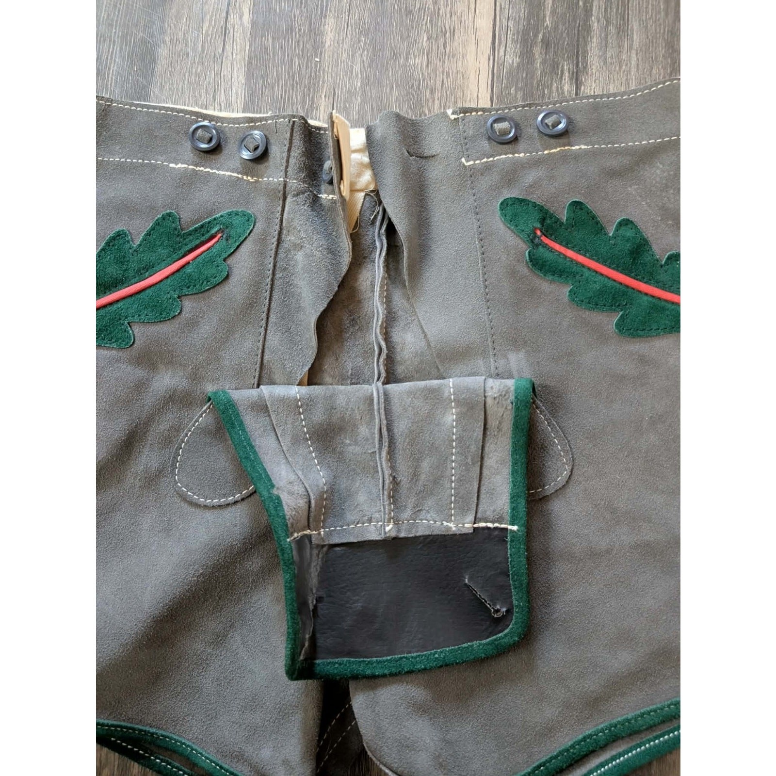 Boys Lederhosen German Gray Bavarian Suede Leather Shorts Costume Leprechaun