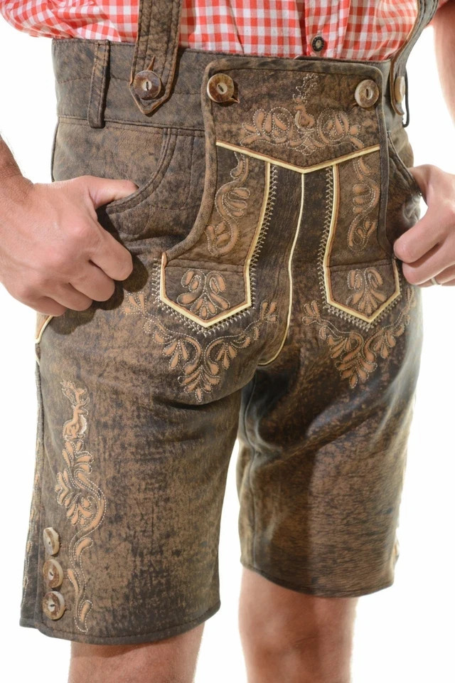 Authentic Bavarian Lederhosen | Handmade Suede Leather Trachten Shorts With Belt