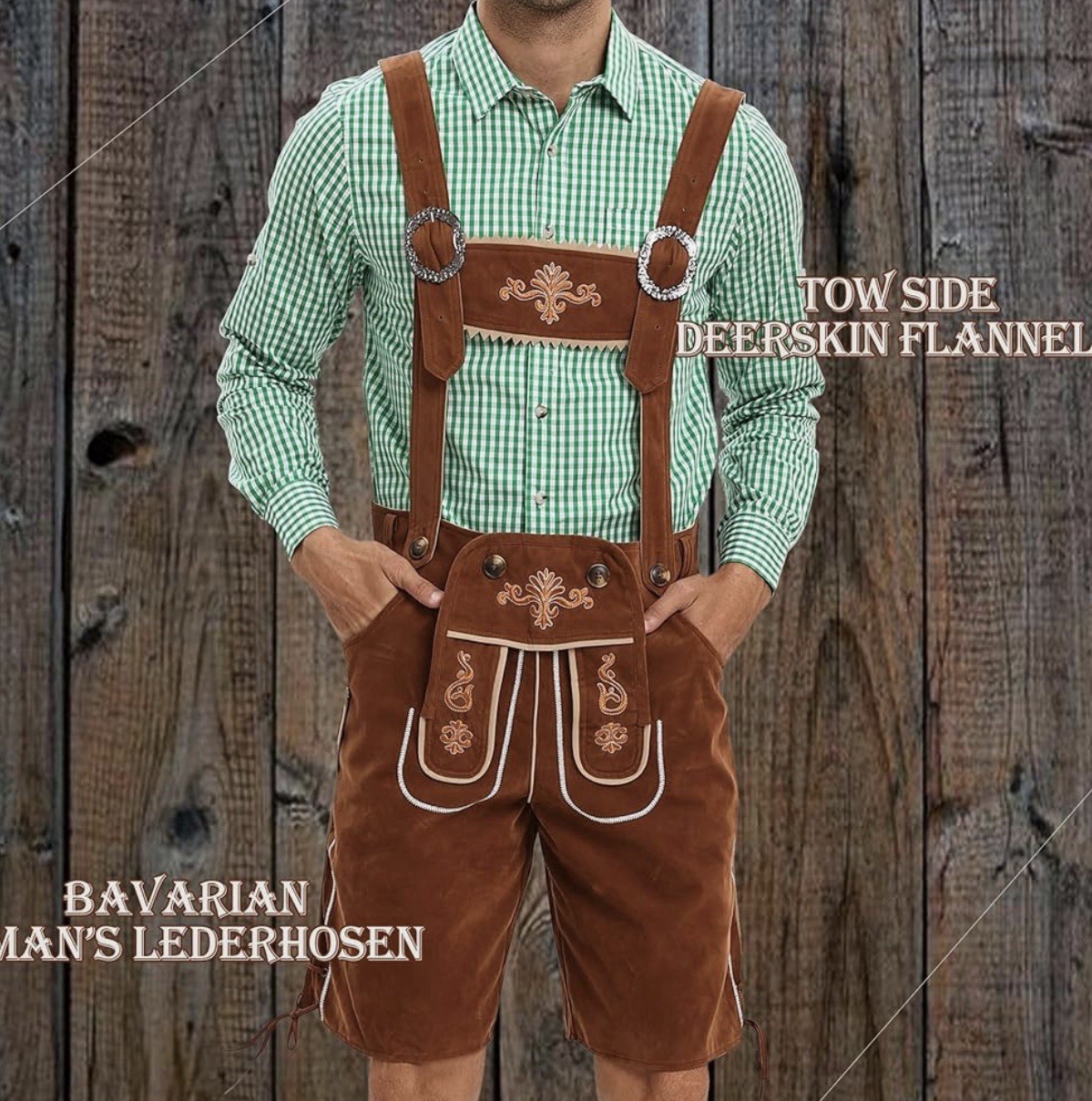 Lederhosen for Men, German Oktoberfest Costume, Brown Sz 54 or XL NWT