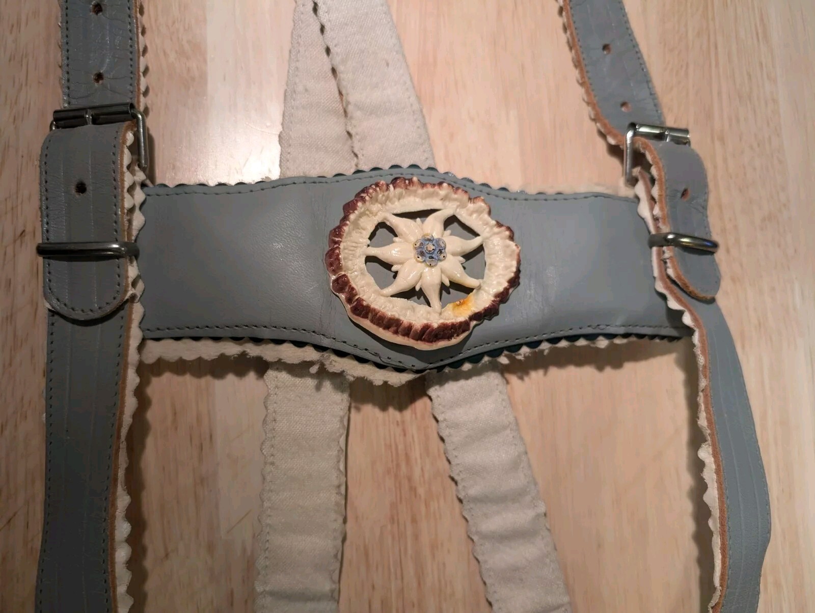 Vintage Lederhosen Suede Leather German Bavarian Oktoberfest Gray Green