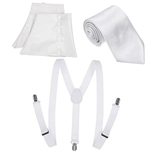 1920s Mens Christmas Costume Accessories Set Including Gangster Spats White