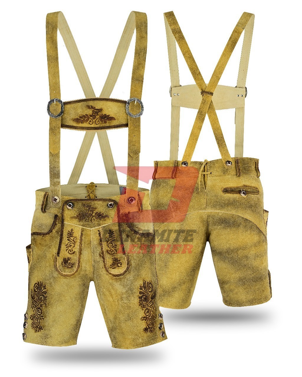 Traditional German Style Shorts Brown Leather Look