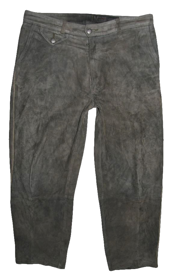 MARKUS MEINDL Mens Traditional Leather Shorts Gray Green Size 52