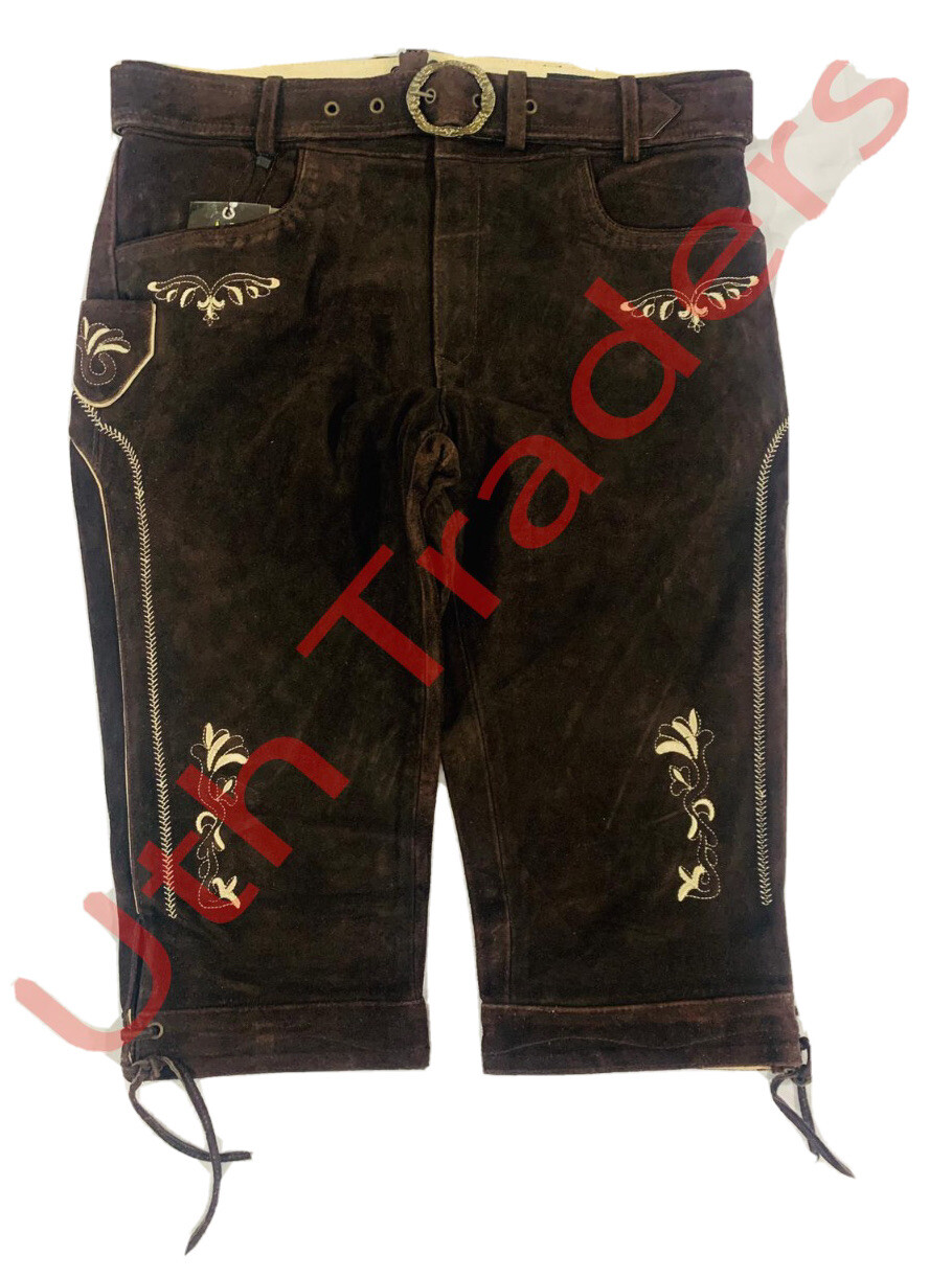 Authentic German Bavarian Lederhosen (Oktoberfest Trachten) Men Wear Long Short