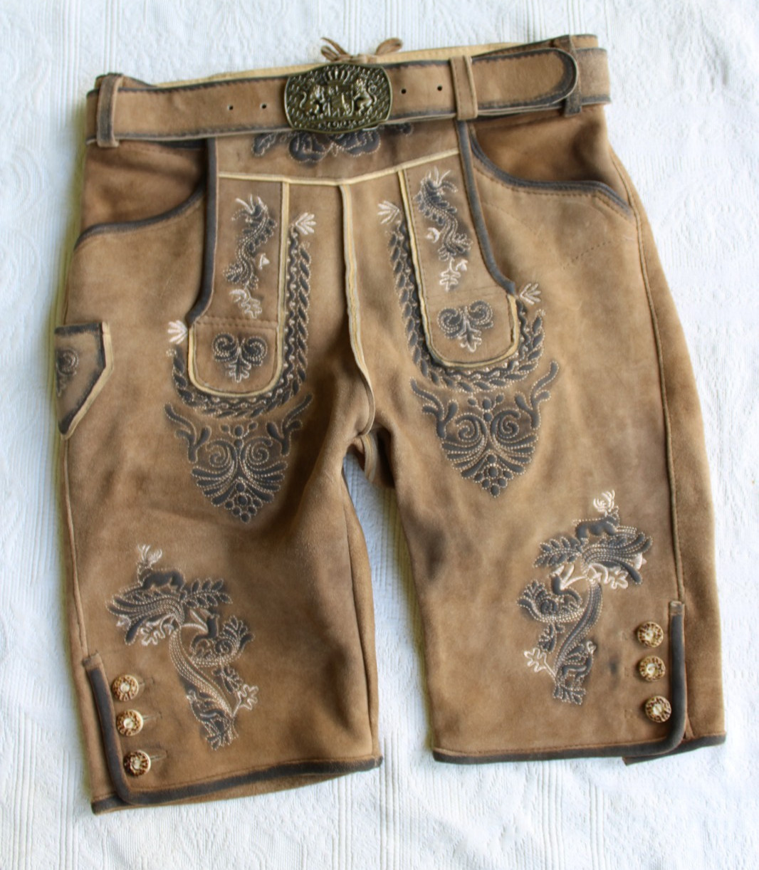 Edelnice Trachten Bavarian october fest traditional short Leather Lederhosen 46