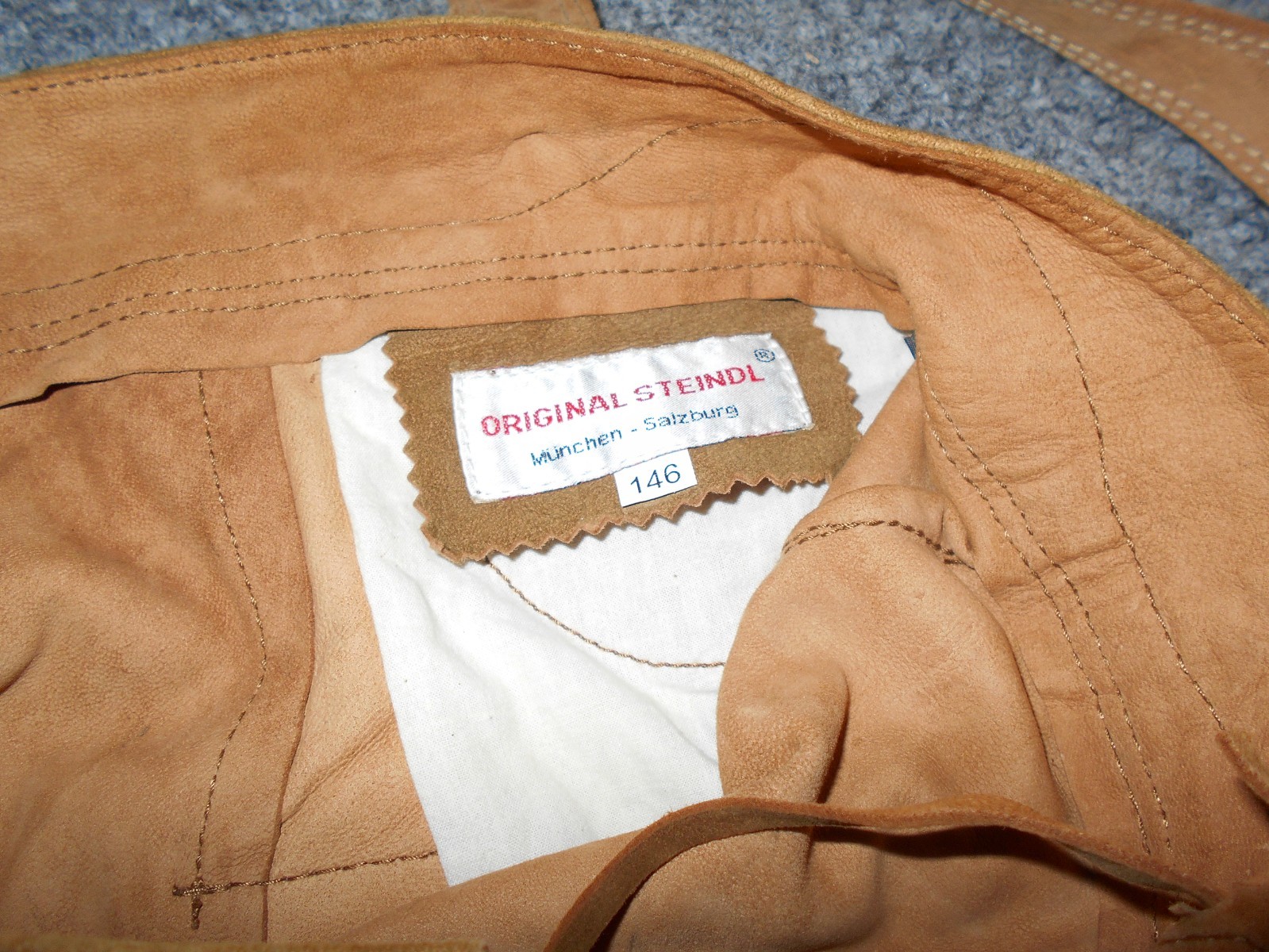 STEINDL ORIGINAL BAVARIAN OKTOBERFEST BOYS LARGE 146 LEATHER LEDERHOSEN B2