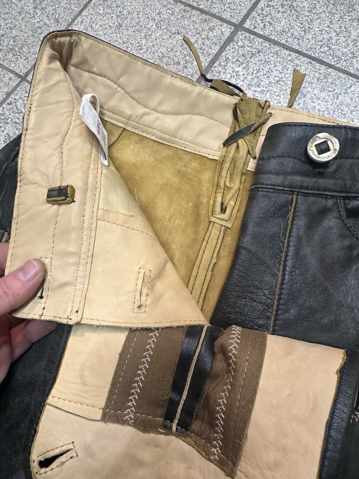 Country Maddox Leather Pants Three Quarter Knee Length Size 36 Brown Real Leather Excellent