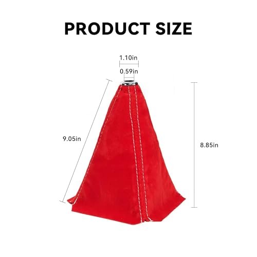 Car Shift Boot Cover, Suede Leather Shift Knob Boot Dust Cover, Red&White