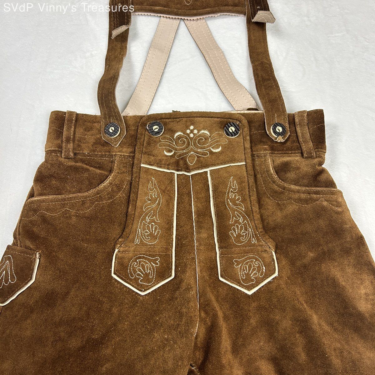 Vintage Edelnice Genuine Leather Embroidered Lederhosen Trachtenmode Sz 46