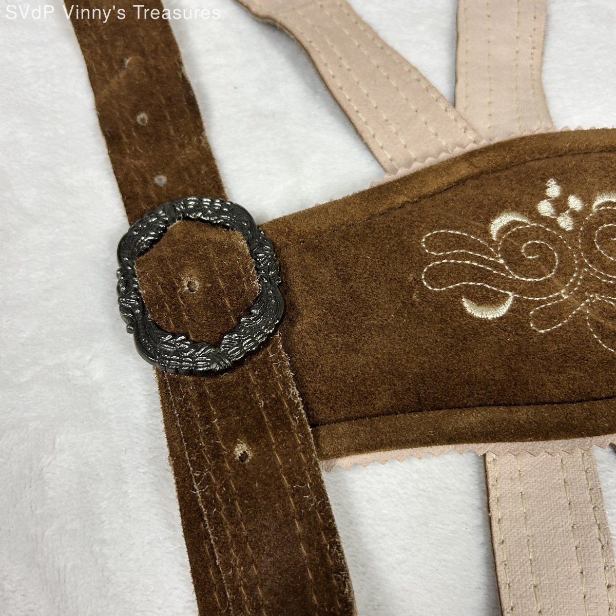 Vintage Edelnice Genuine Leather Embroidered Lederhosen Trachtenmode Sz 46