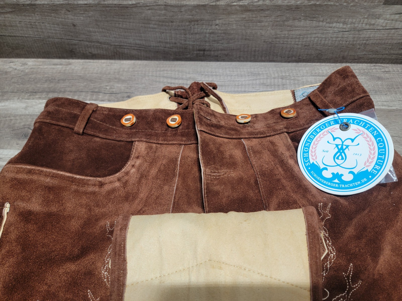 NWT Genuine Schoneberger Bavarian Lederhosen Trachten Couture Size 40