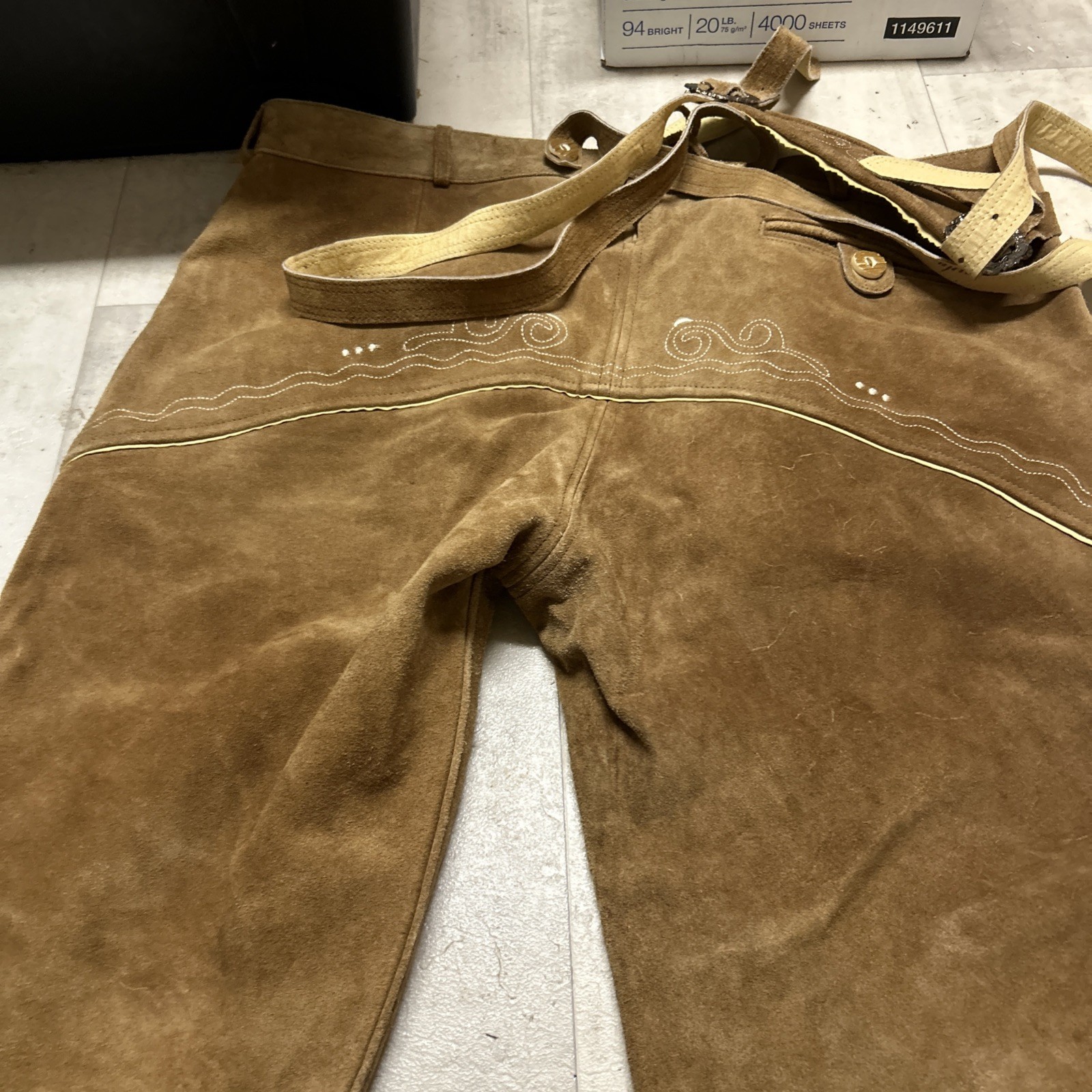 EDELNICE TRACHTEN LEDERHOSE MIT TRÄGER GRÖßE:66/M BRAUN NEUWERTIG