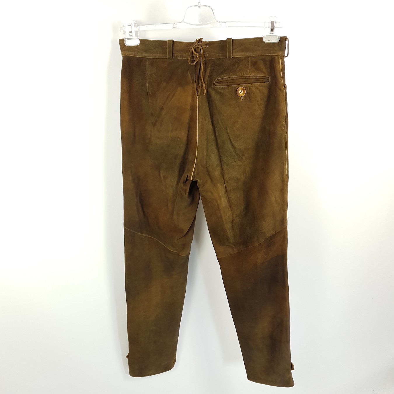 Spieth & Wensky Lederhosen Mens Sz 48 Brown Straight Pants Long Costume Leather