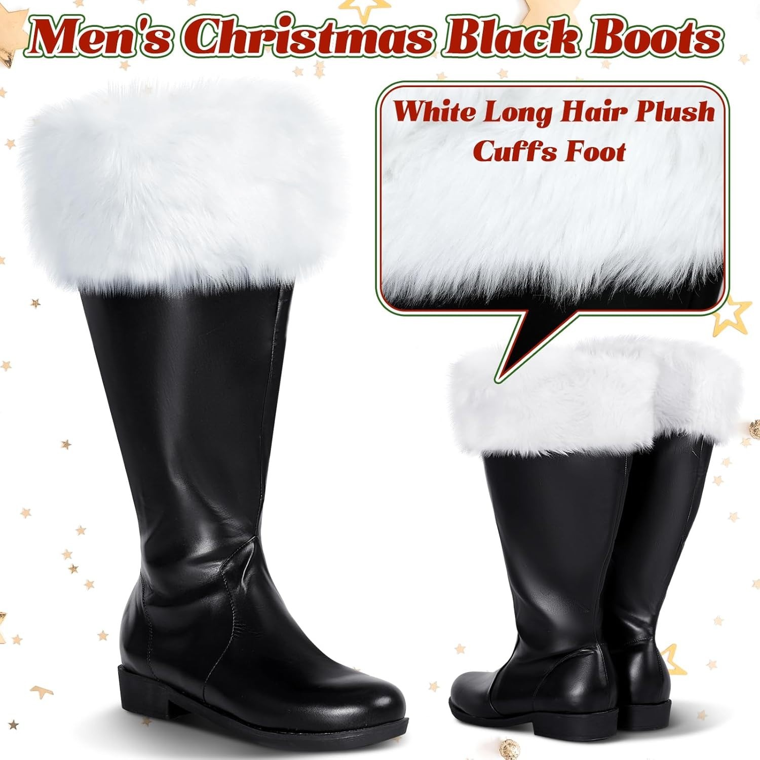 Christmas Santa Claus Boots Men’s Wide Calf Santa Combat Boots Size: 8-9