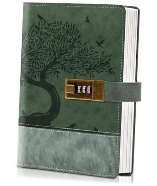 Vintage Diary with Lock for Women Girls 256 Pages Leather Journal with Green