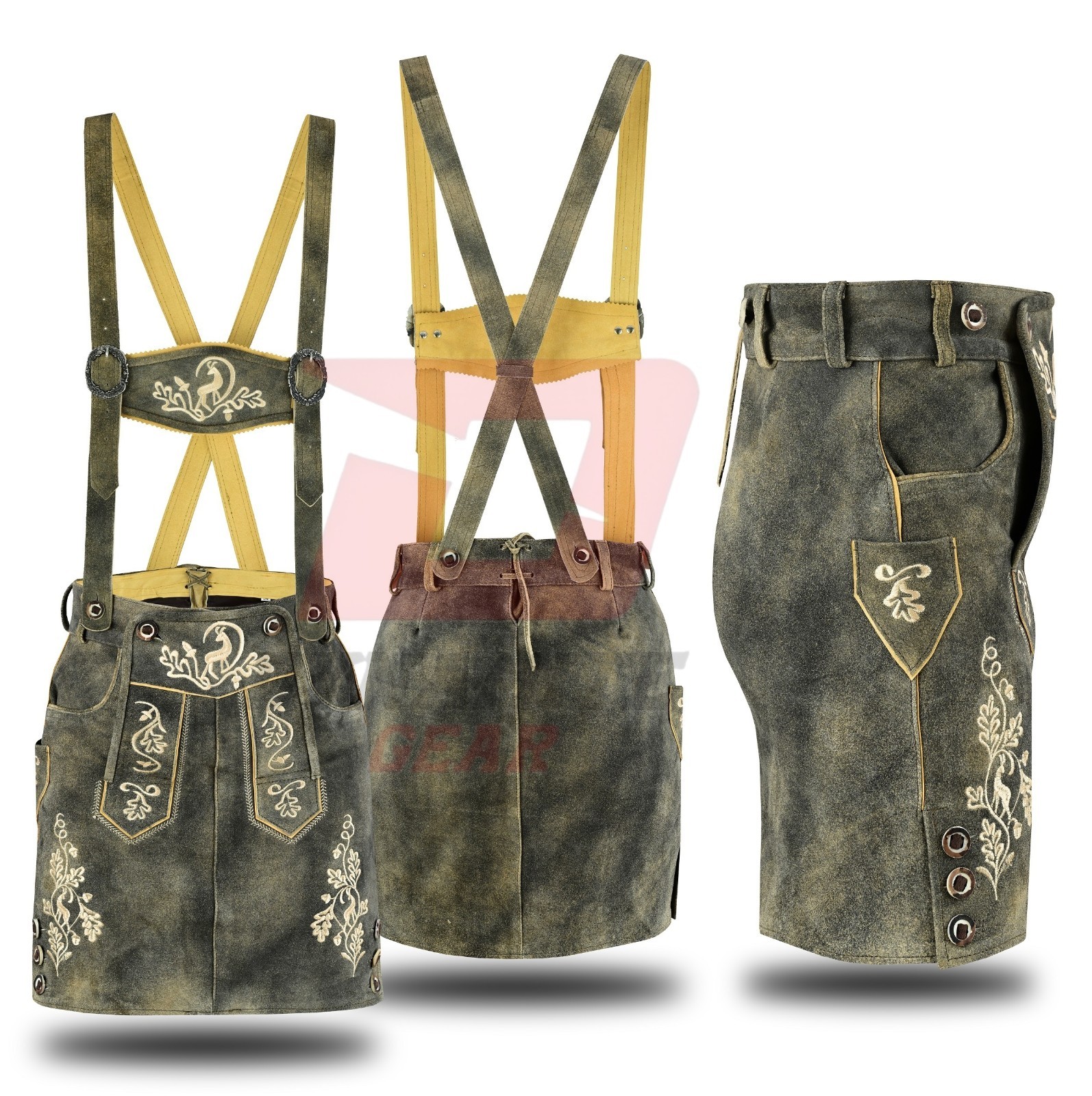 German Bavarian Traditional Lederhosen Hand Crafted Women Skirt