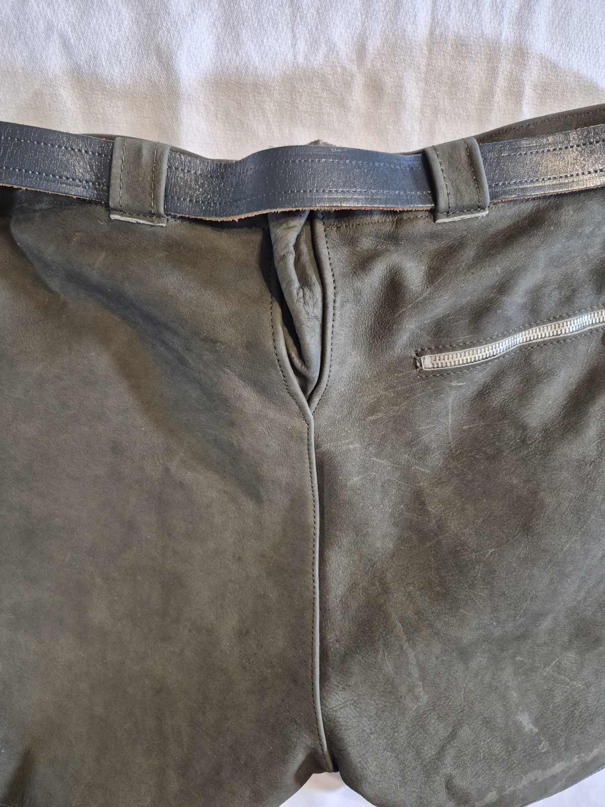 Vintage German Leather Lederhosen Breeches Green Black Octoberfest