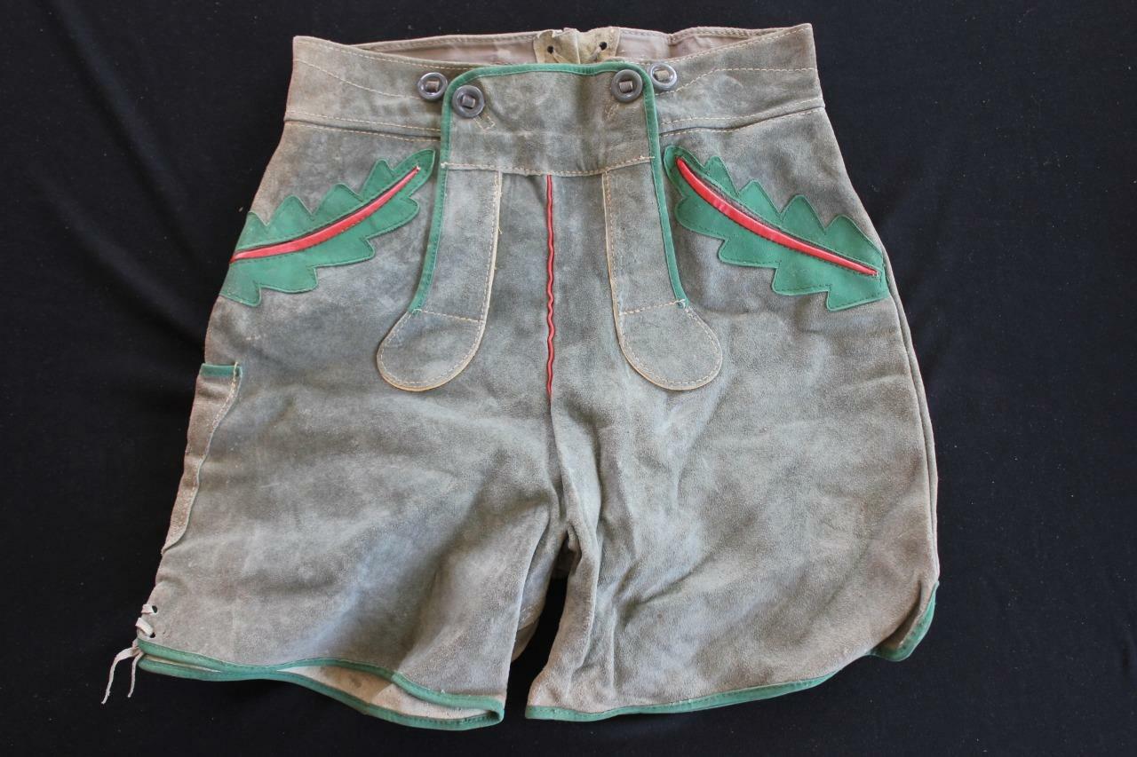 VINTAGE 1960’S GRAY SUEDE AUTHENTIC SUEDE MEN LEDERHOSEN SHORTS SIZE 28″ WAIST