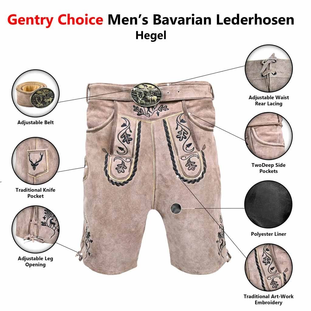 Authentic German Lederhosen Outfit Complete Oktoberfest Costume with German Hats