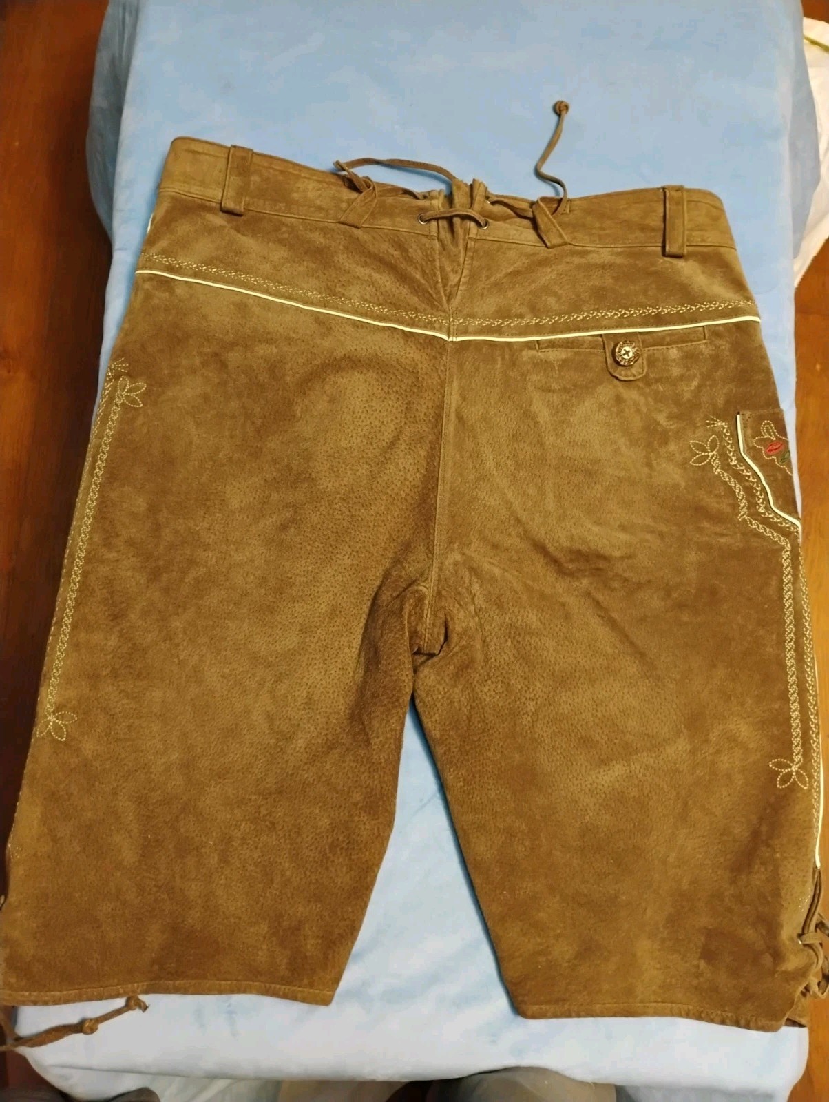 Vintage German LANDHAUS Leather Lederhosen With Embroidered Detailing