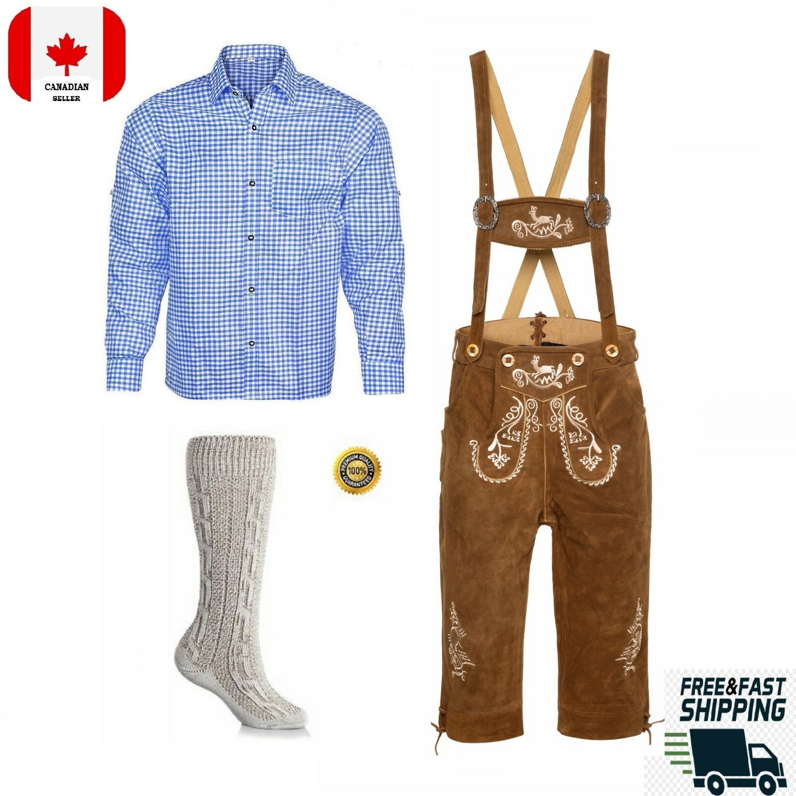 Octoberfest Party Outfit |Leather Lederhosen Shorts, Shirt & Socks|