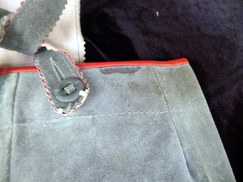 Vintage 1930s-50s Authenic Suede Lederhosen Children HEART POCKETS Boy Girls 5/6