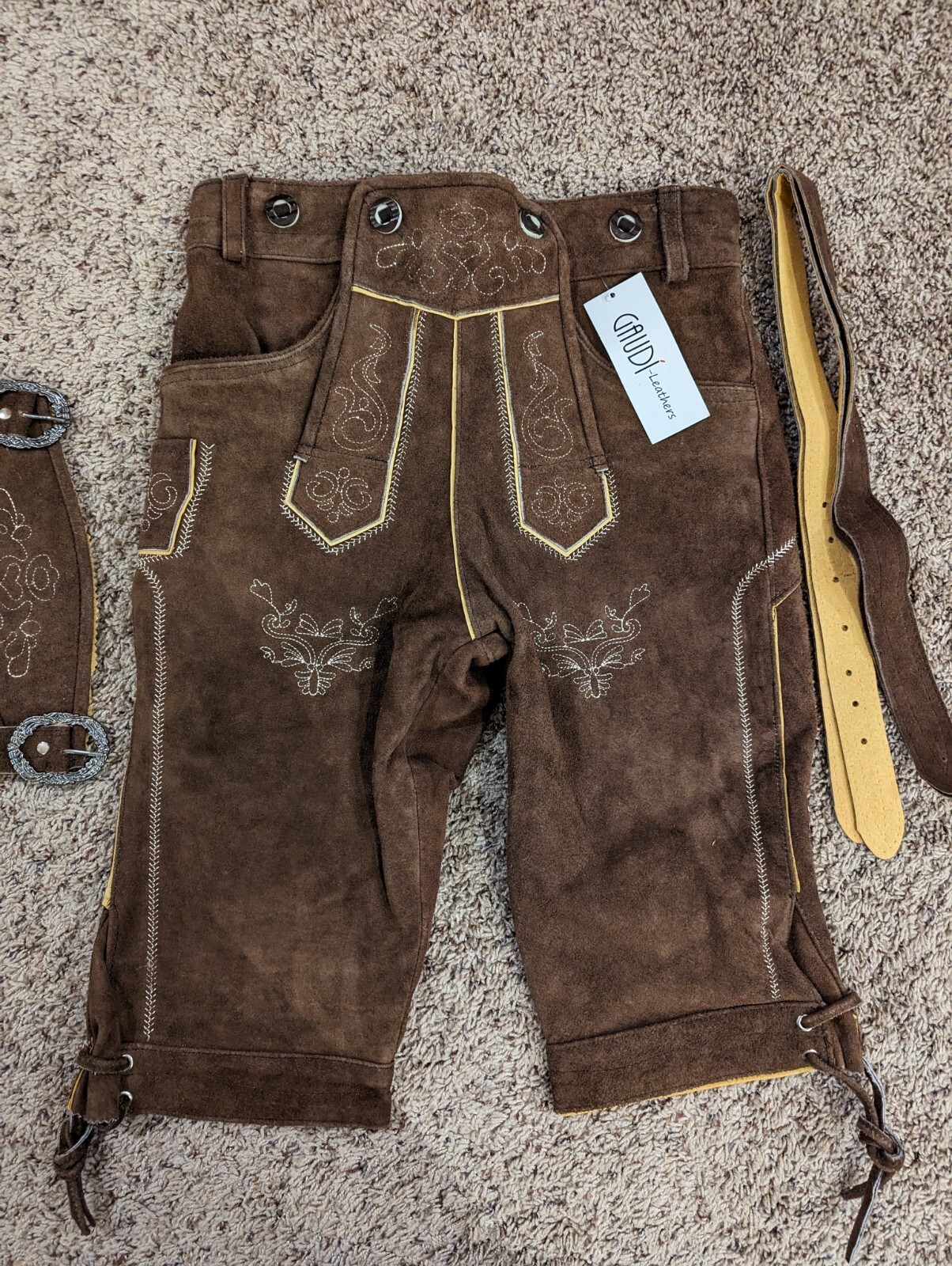 NWT Gaudi Leathers Mens Size 46 Brown Leather German Lederhosen