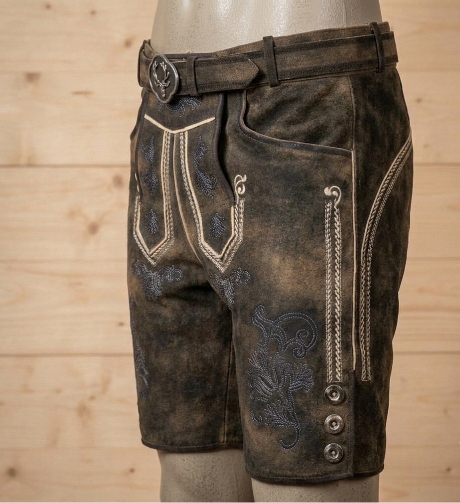 Men Lederhosen Shorts German Bavarian Leather Oktoberfest Costume
