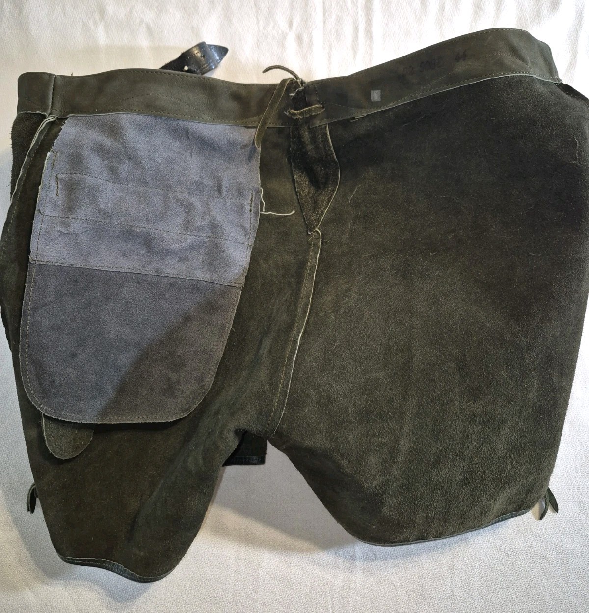 Vintage German Leather Lederhosen Breeches Green Black Octoberfest
