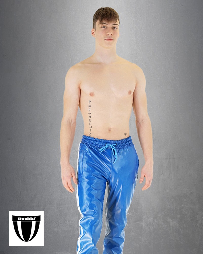 Bockle® Boyjog Faux blaue Kuns Lederhose Leder Joggers Jogginghose