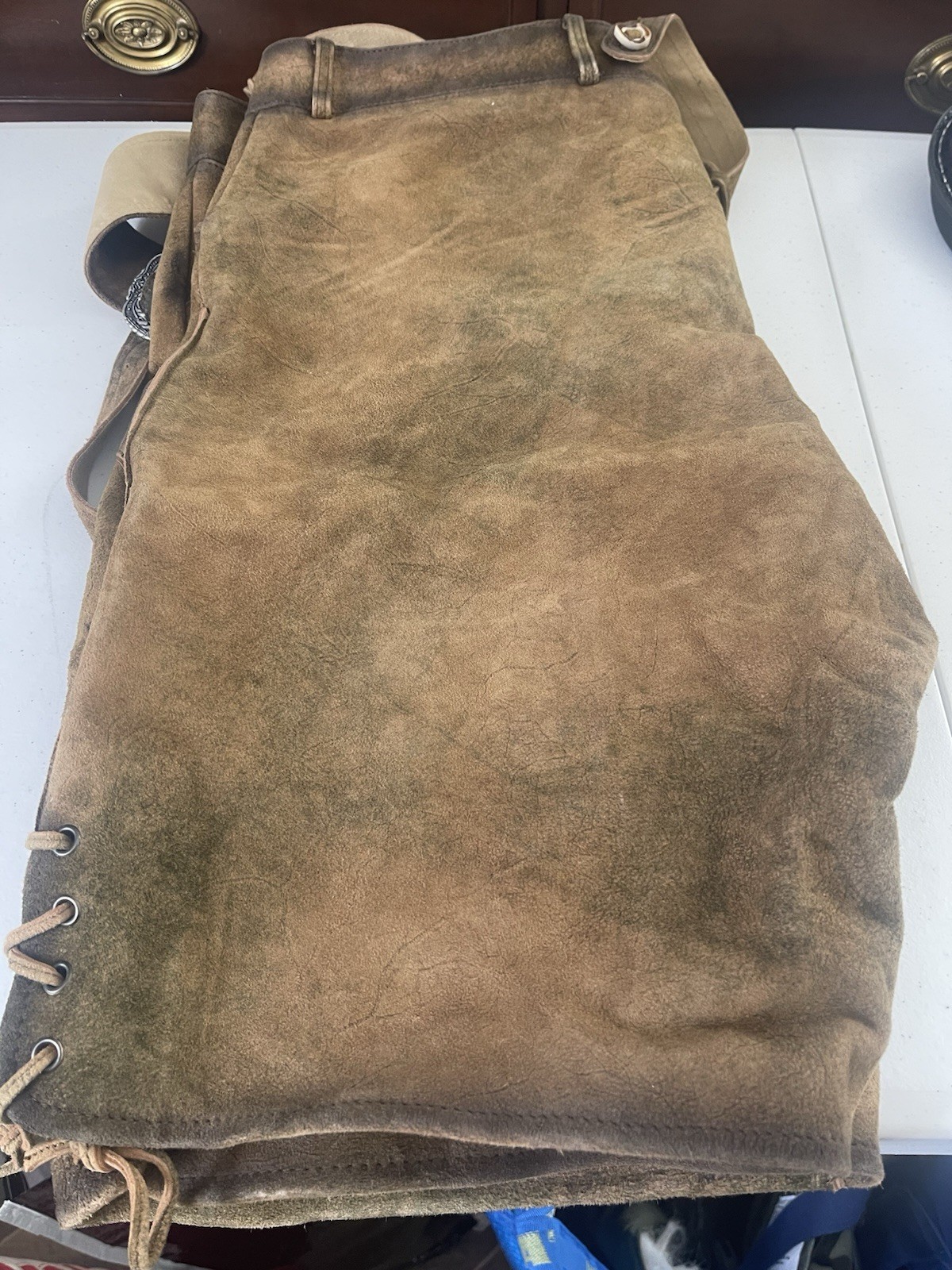 Van Linnen Bavarian Oktoberfest Lederhosen Shorts Tracht #OKTOBERFEST Waist 42