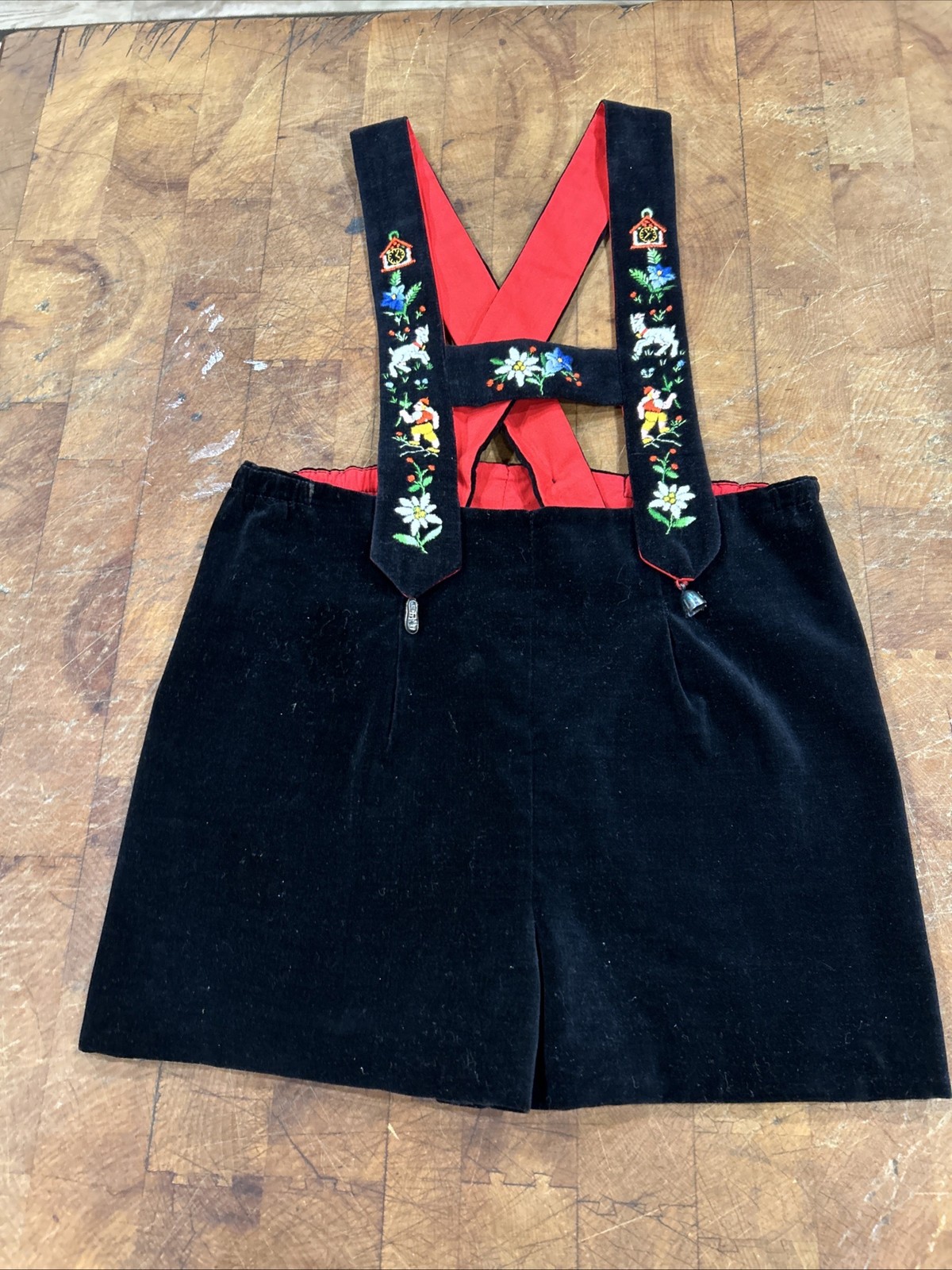 Vintage Child Size 3 Lederhosen, Black Velvet, Made In Switzerland