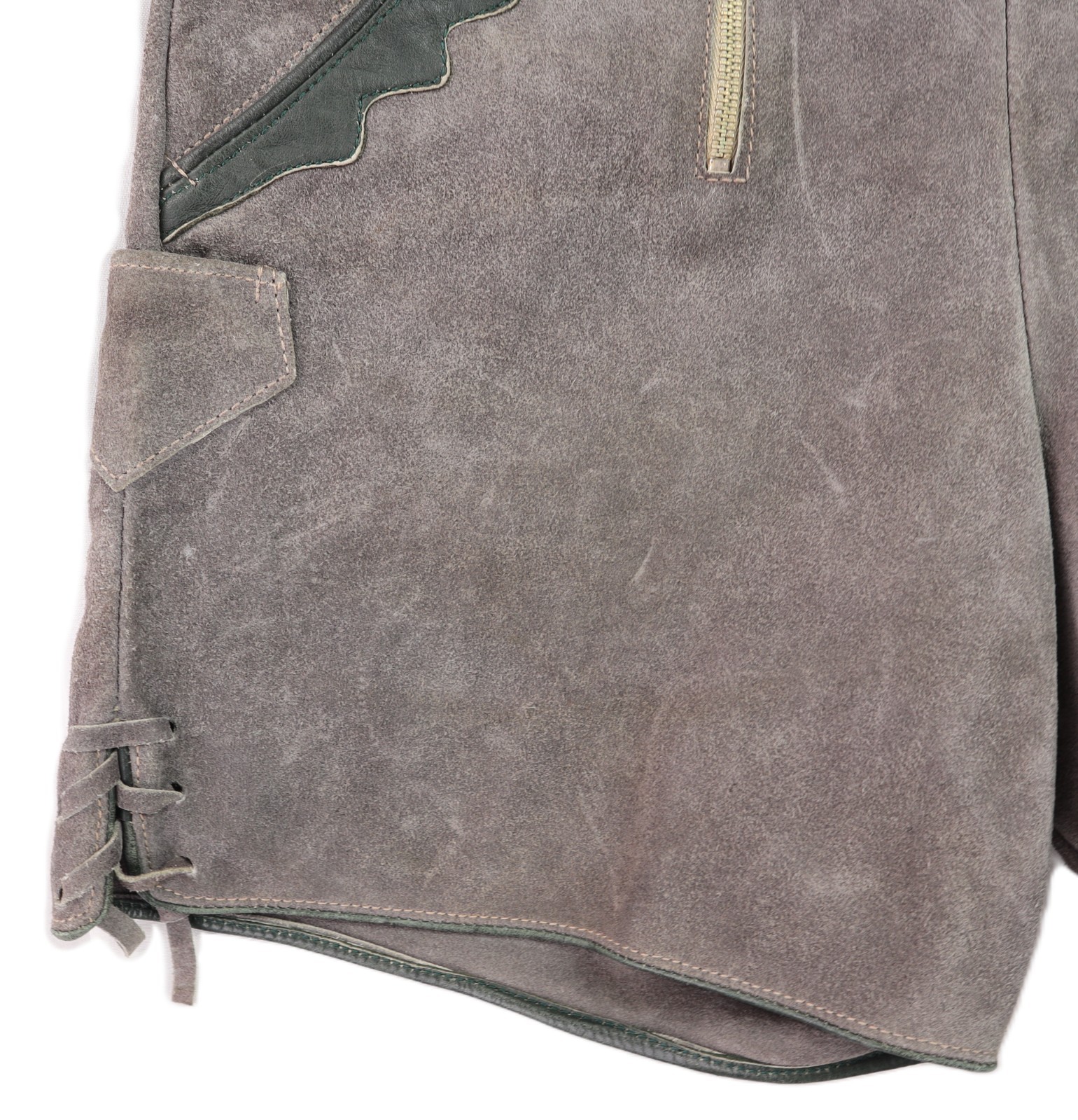 Bergfreund US Men’s 44 US 30 Gray Suede Leather Lederhosen Bavarian Shorts