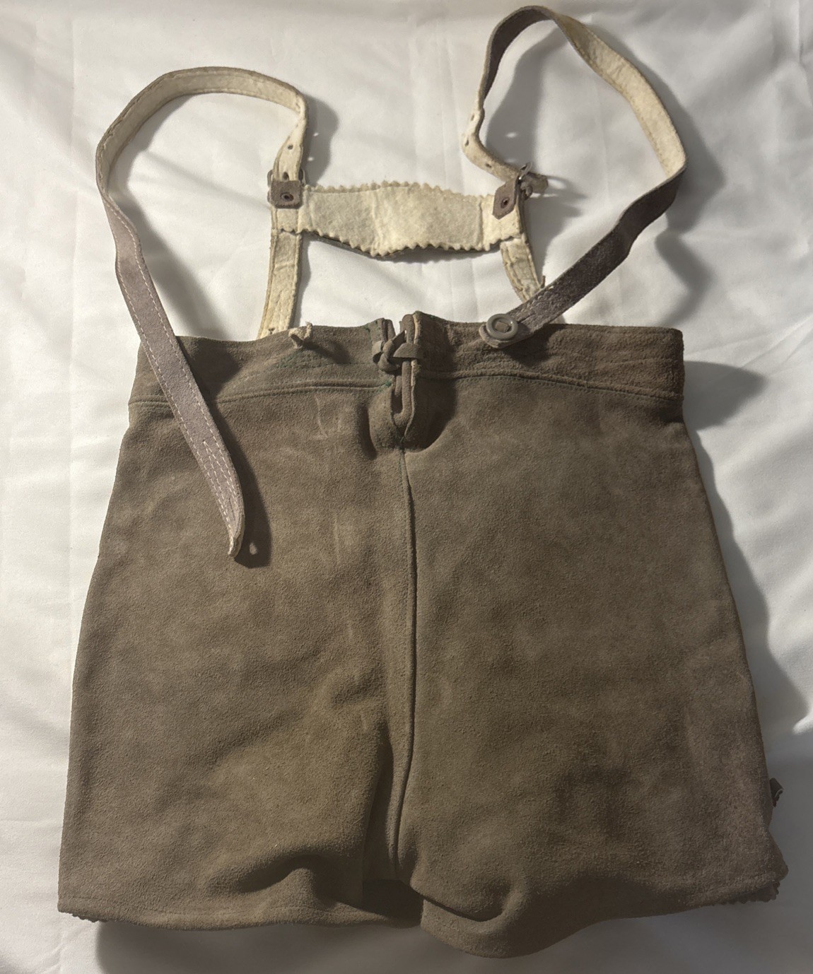 Vintage 3 German Lederhosen Shorts Suspender authentic Suede Leather Oktoberfest