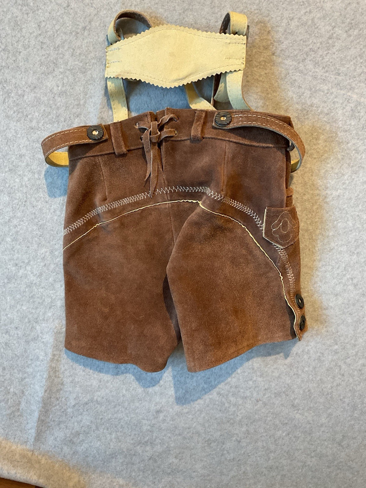 Traditional German Lederhosen Embroidered Suede Leather 92 12 Mo Tan Toddler