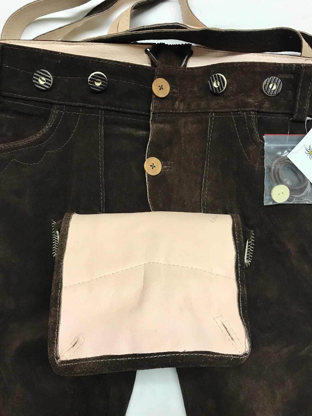 NWT Mens German Brown Leather Lederhosen Size EU 50 US 34 Octoberfest New