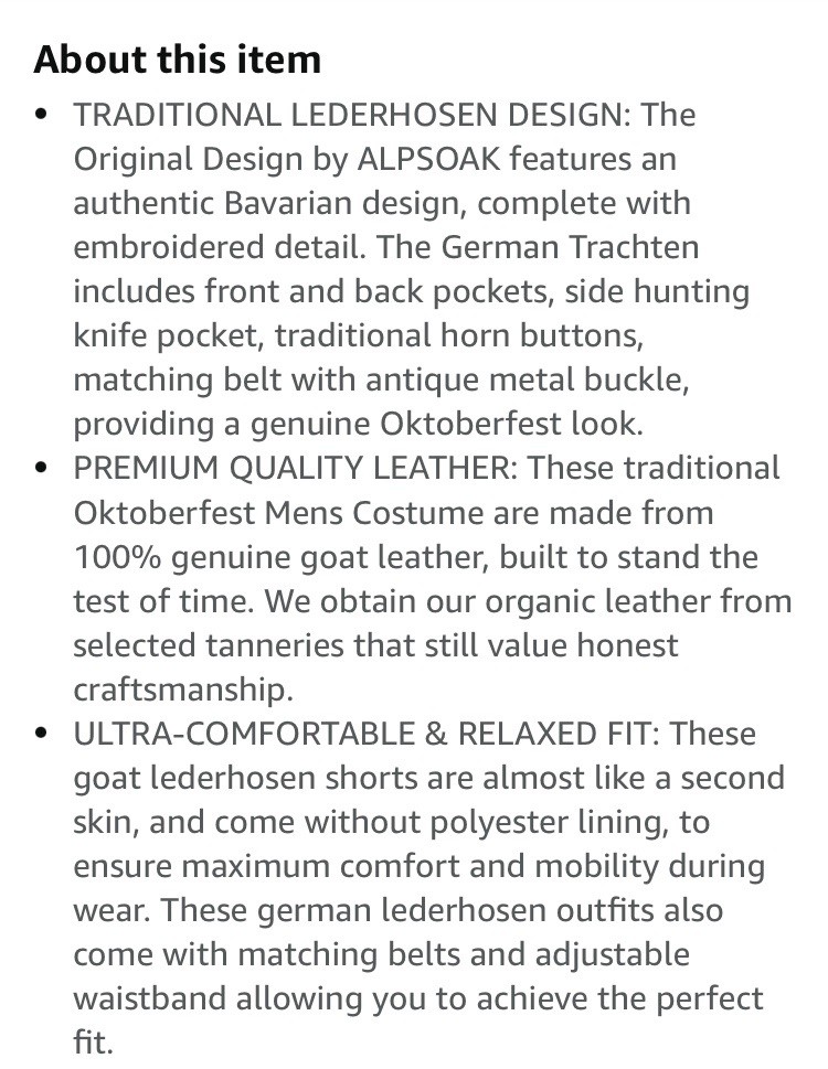 AlpsOak Mens Lederhosen